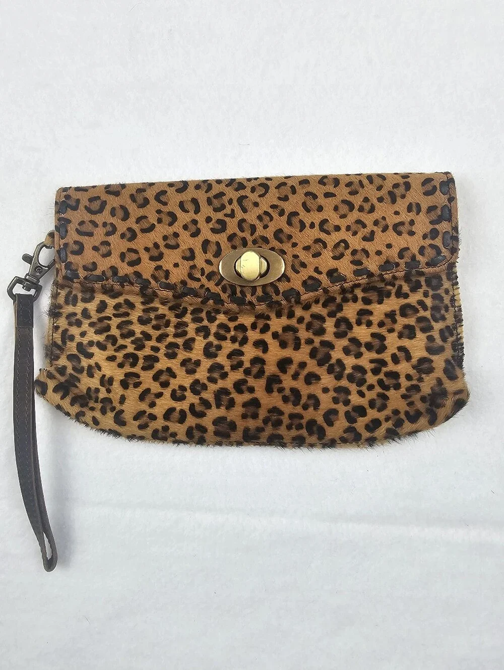 Myra Horizon Leopard Animal Print Cowhide Leather Clutch Wristlet Pocket Country